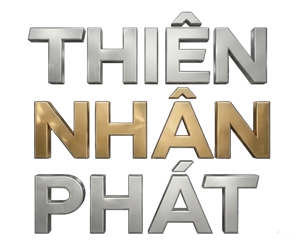 Chữ Thiên Nhân Phát 3D kim loại vàng xám dùng cho website than đá và nhiên liệu công nghiệp